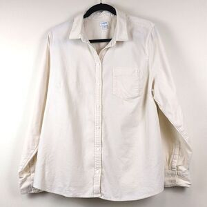 J. Crew Cream Corduroy Long Sleeve Button Front Shirt Top Size XXL